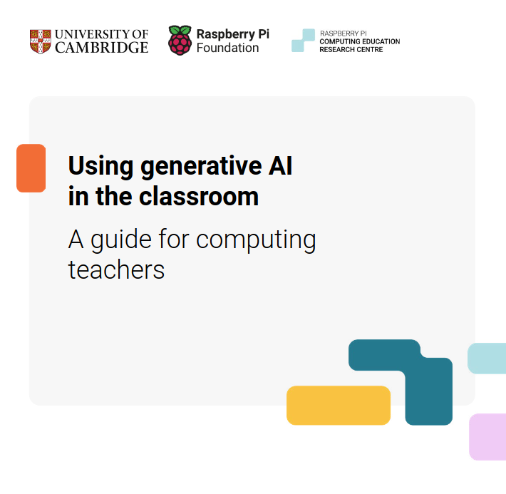 ¡Y otra guía recién salida del horno! "IA generativa para docentes de informática", del equipo de investigación de  la Fundación Raspberry Pi y la Universidad de Cambridge. A este ritmo no nos da el verano para leerlas todas :-)
computingeducationresearch.org/blog-using-gen…