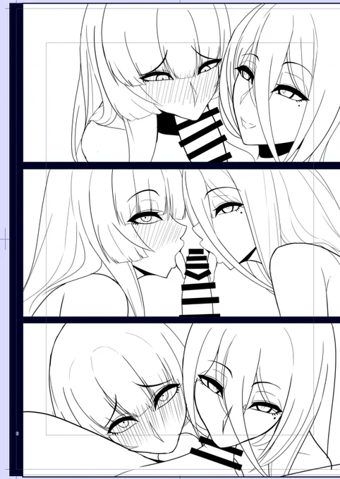 慣れないWフェラ頑張って描いてる 