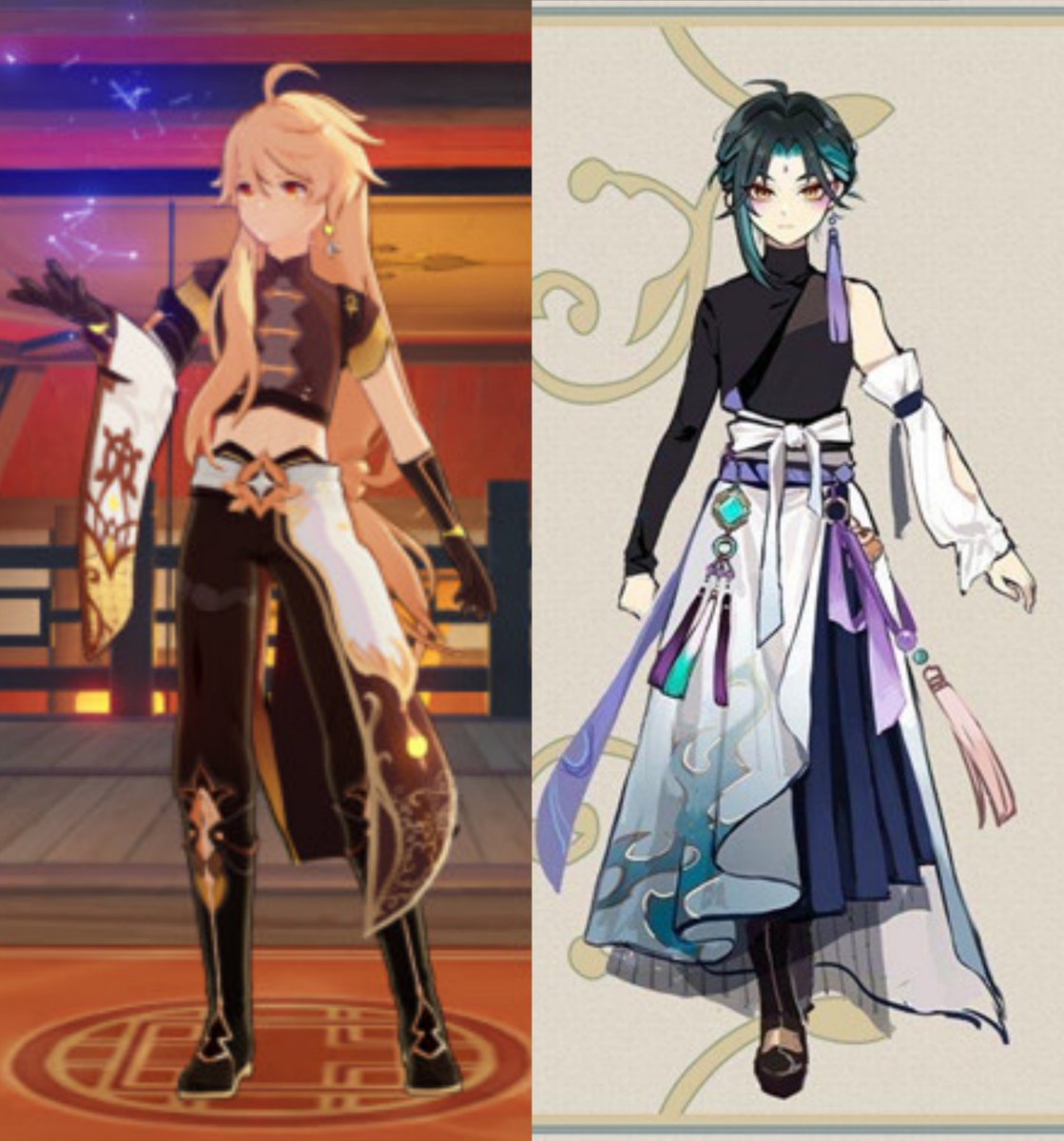 xiaoaetherposts's tweet photo. These Aether and Xiao skins !! 😭 魈空 💛💚 https://t.co/rc296al0uA