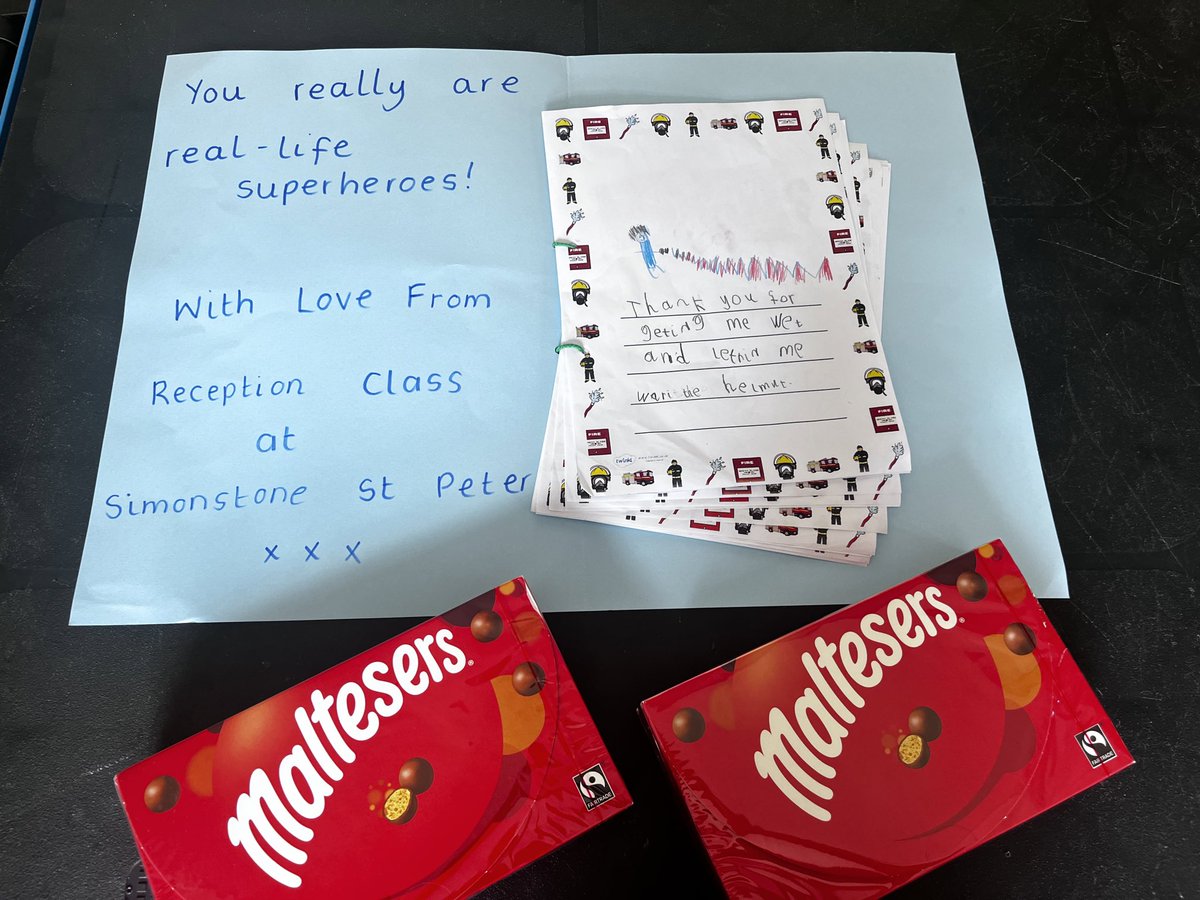 Padiham Fire (@padiham_fire) on Twitter photo After our recent visit to <a href="/SimonstoneStP/">Simonstone StPeter's</a> the wonderful children (and maybe with some teachers help) have created this wonderful card full of personal thank you letters.
We canβt wait to get the maltesers open
Thank you boys & girls π After our recent visit to <a href="/SimonstoneStP/">Simonstone StPeter's</a> the wonderful children (and maybe with some teachers help) have created this wonderful card full of personal thank you letters.
We canβt wait to get the maltesers open
Thank you boys & girls π