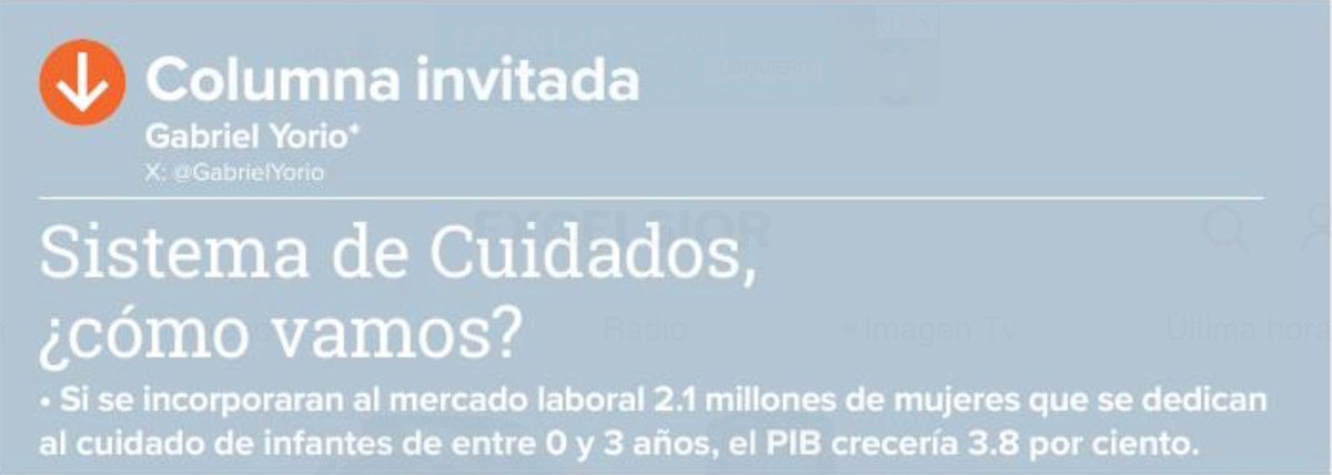 La inserción de 2.1 millones de mujeres que cuidan niños de 0-3 años permitiría un aumento del PIB en 3.8%, demostrando que los Sistemas de Cuidados no solo promueven la equidad, sino también un modelo de bienestar con prosperidad compartida. Mi columna👇🏽

dineroenimagen.com/columnista-inv…