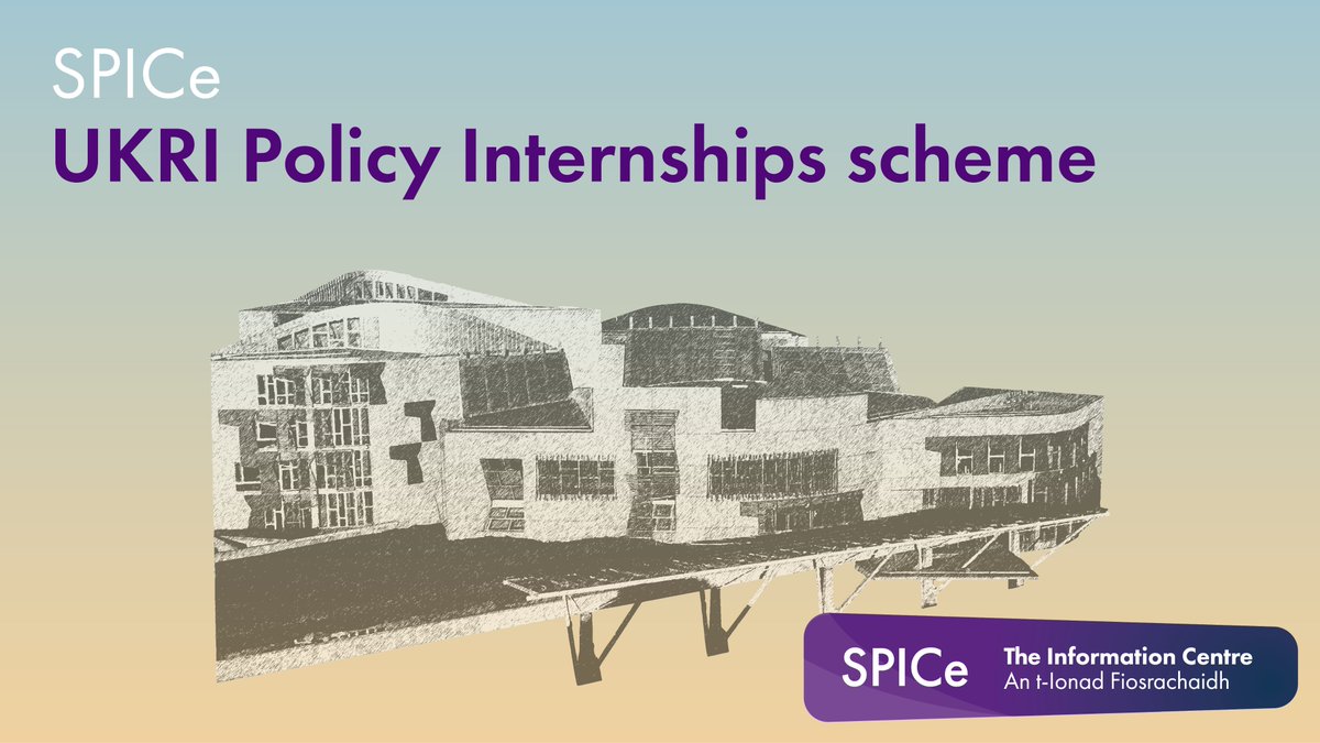 Scottish Parliament Information Centre (@spice_research) on Twitter photo The <a href="/UKRI_News/">UK Research and Innovation</a> policy internship scheme is now open. This is a great opportunity for UKRI funded doctoral students to come and work with us for 3 months in @scotparl. Deadline for applications is 2 October. Further details on how to apply 👇 ukri.org/apply-for-fund… The <a href="/UKRI_News/">UK Research and Innovation</a> policy internship scheme is now open. This is a great opportunity for UKRI funded doctoral students to come and work with us for 3 months in @scotparl. Deadline for applications is 2 October. Further details on how to apply 👇 ukri.org/apply-for-fund…