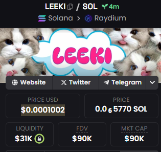 deecayz's tweet photo. Welcome back $LEEKI https://t.co/mC2uDdD8rR