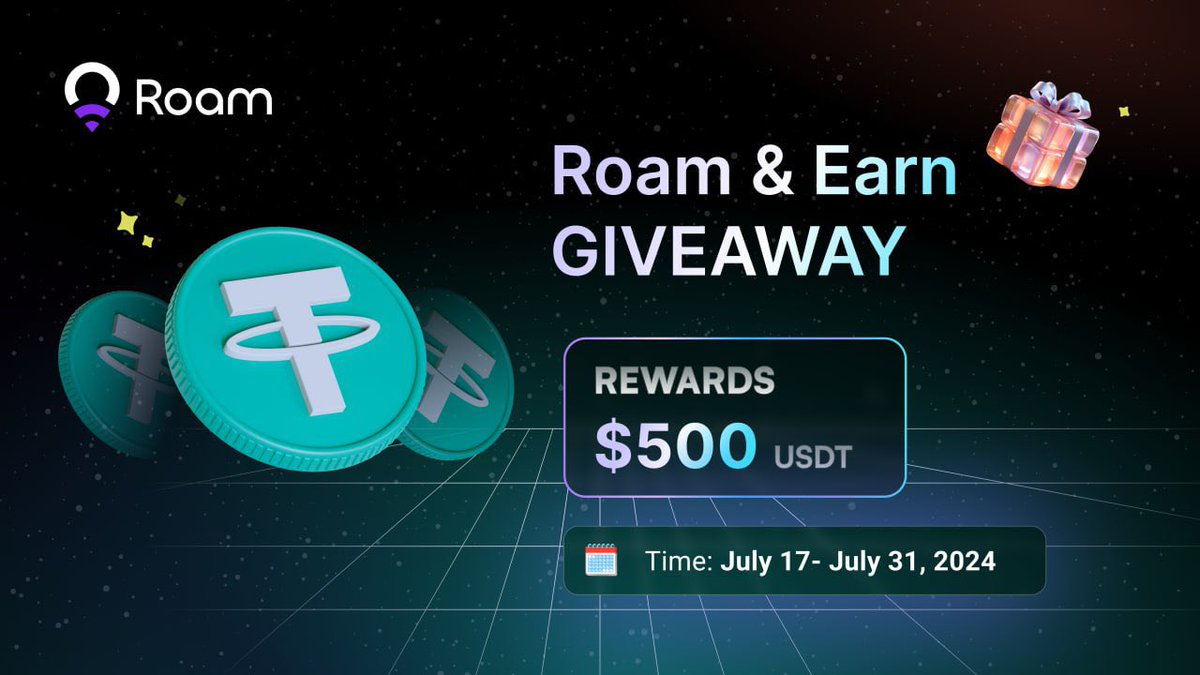 🪂 New Airdrop: Roam &amp; Earn
🔗 Link: zealy.io/cw/roambymetab…

💎 Reward: $50 USDT 
🏆 Winners: Top 10 Rankers 
📅 Distribution: After end 

📢 #Airdrop #AirdropAchiever #Crypto #Blockchain #FreeTokens #BTC #USDT #zealy #cryptocurrency #TheBoys #Bybit #Bitget #ETH
