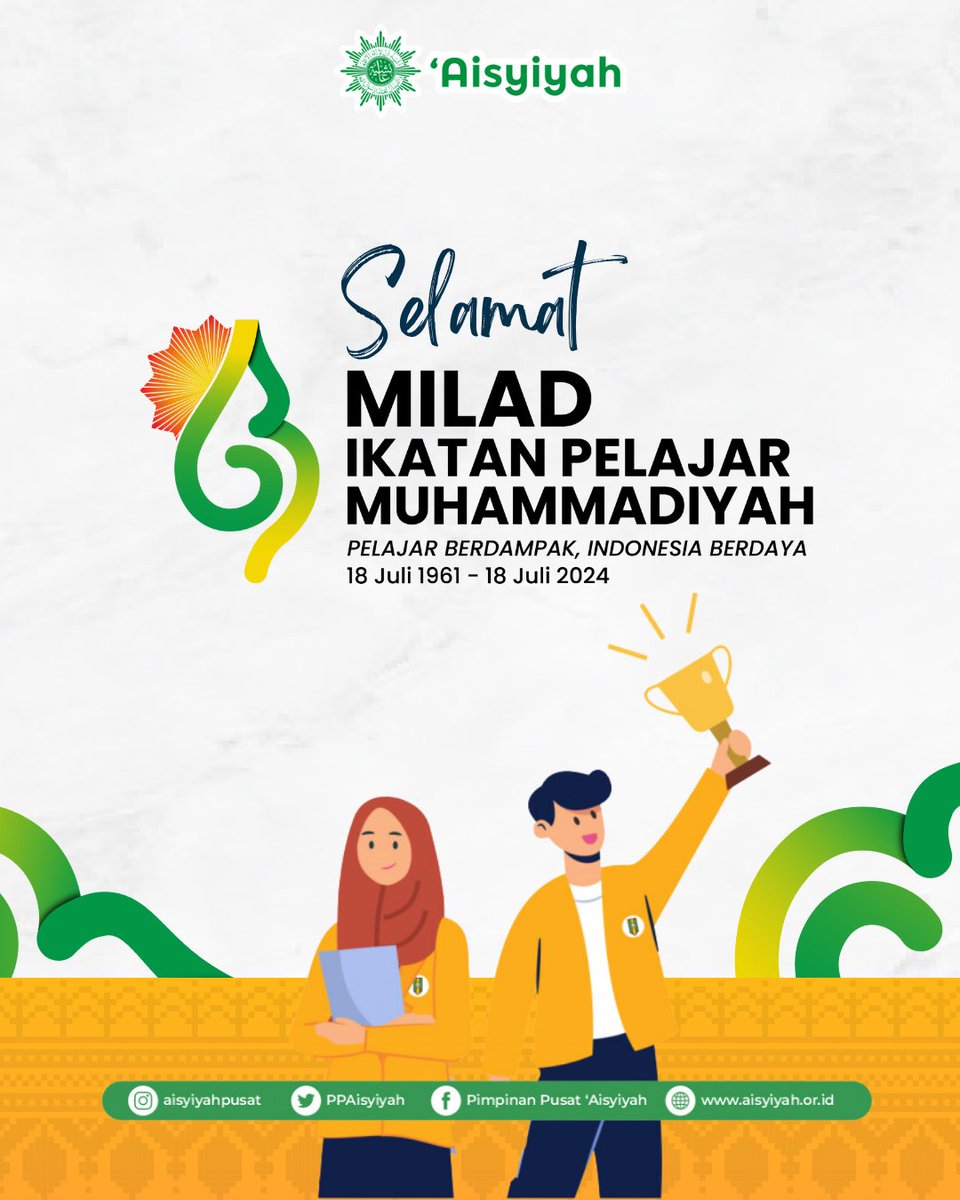 PPAisyiyah's tweet photo. Selamat Milad ke-63 tahun IPM @PPIPM. Secara masif dan progresif Pelajar Muhammadiyah memberi dampak yang lebih besar bagi bangsa dan negara.
#MiladIPM63 #Milad63IPM #Aisyiyah #Muhammadiyah https://t.co/HSS37HaKPp