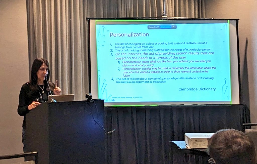 First keynote of the #Sim4IA workshop <a href="/SIGIRConf/">SIGIR 2025</a> by <a href="/gabriellapasi/">gabriella pasi</a>

#sigir2024 <a href="/TimoBreuer/">Timo Breuer</a> <a href="/kreutzch/">Christin Kreutz</a>