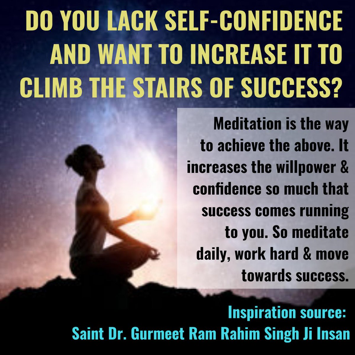 BrarTeona23's tweet photo. Success is not final. Failure is not fatal. it's the courage to continue that counts. Ram Rahim Ji guides millions to do your best with #PowerOfMeditationπ§ββοΈ for #WinALosingBattle, #OvercomeAnyChallenges & leave the rest to God. https://t.co/VSERj0RGrZ