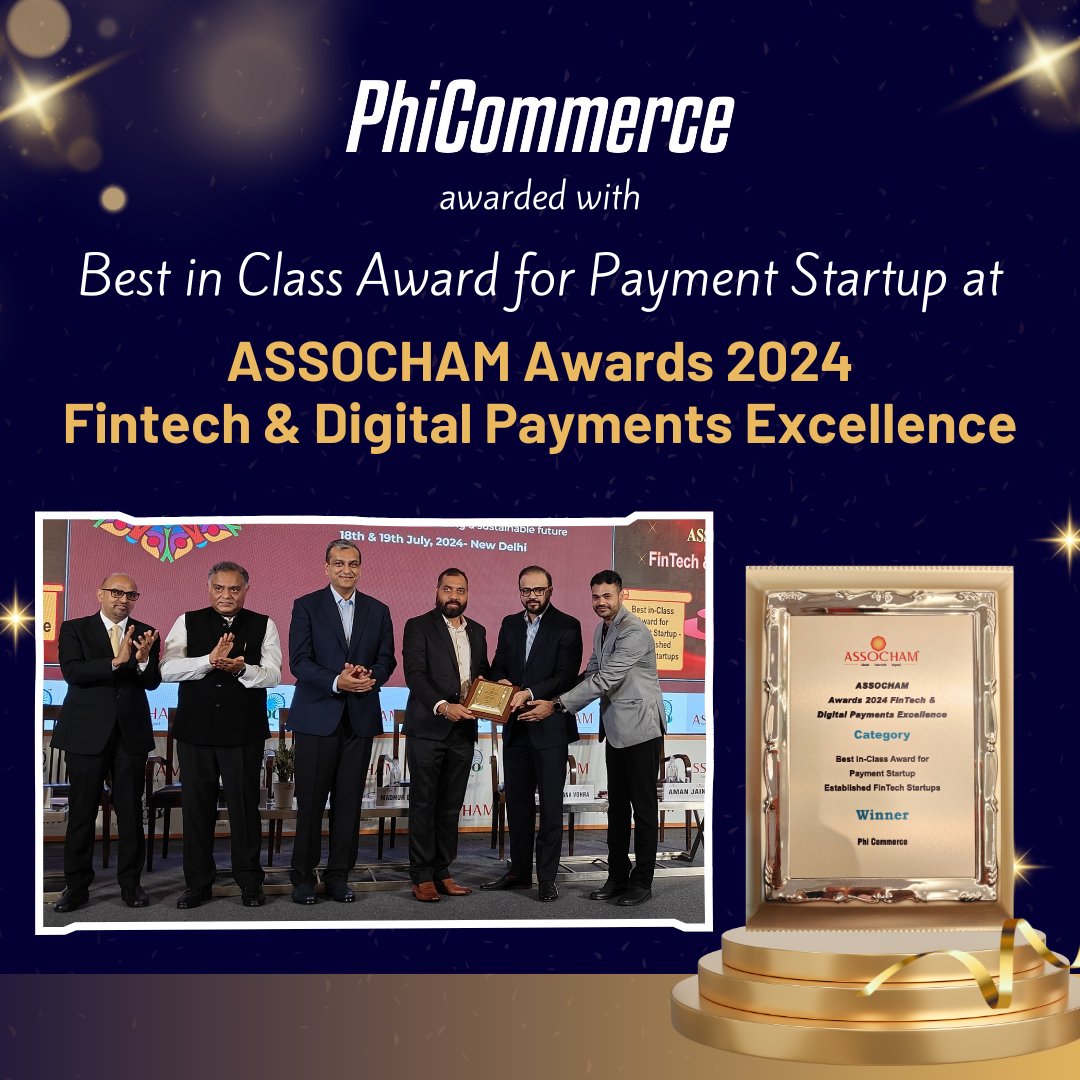 PhiCommerce's tweet photo. We are proud to announce that Phi Commerce has been awarded the prestigious "Best in Class Payment Startup in established Fintech Category” at the 2nd India International Fintech Festival organized by @ASSOCHAM4India

#PhiCommerce #BestInClass #PaymentStartup #FintechAwards https://t.co/ZogcXVTYyr