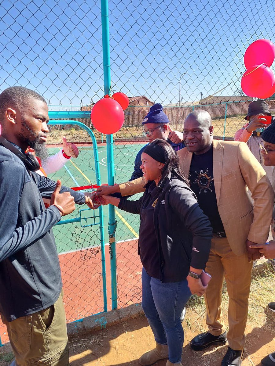 JoburgChiefWhip's tweet photo. To mark Nelson Mandela International Day, I was in Ward 27 with Ward Councillor Godfrey Tshehlo for the official opening of combi courts and goal posts at the Diepkloof Zone 5 sports grounds today. #MandelaDay https://t.co/ImdKzg8DJi