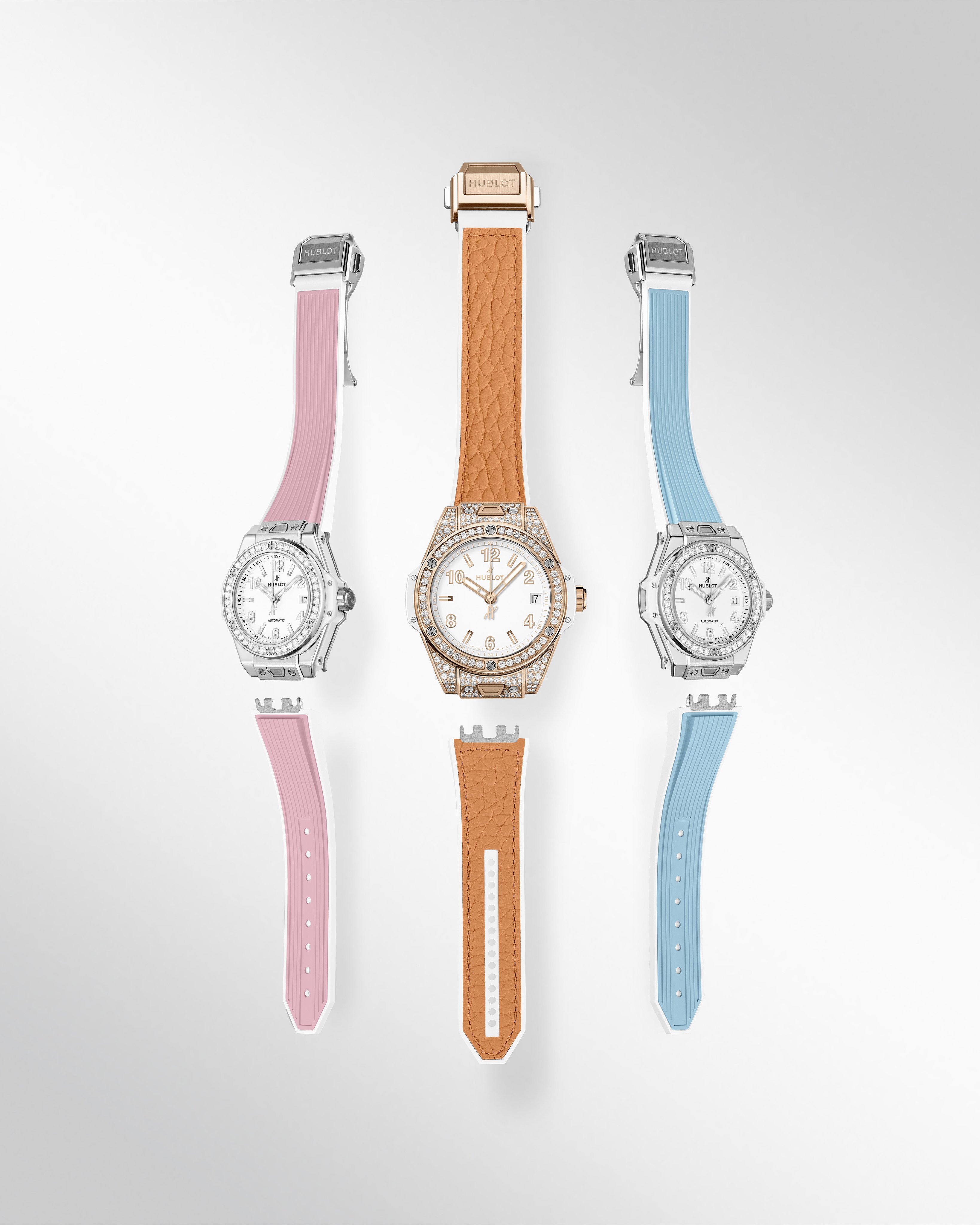Hublot on X Add sparkle to your summer with the Big Bang One Click Steel White Diamonds and the Big Bang One Click King Gold White Pave. Featuring a variety of interchangeable