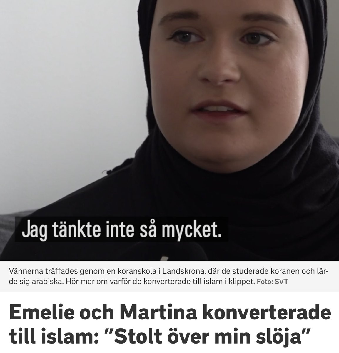SVT:s normalisering av patriarkatet fortsätter med oförminskad styrka. Och allt den västerländska feminismen i decennier sagt sig hata tycker de plötsligt är spännande och berikande. Fascinerande. svt.se/nyheter/lokalt…