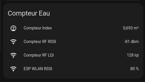 Petit projet suite au changement du compteur d'eau pour un modèle avec relève RF

Hardware un ESP 32 et un module C1101 
Soft la lib wmbus (github.com/SzczepanLeon/e…) pour <a href="/esphome_/">ESPHome</a> et l'addon wmbusmetter (github.com/wmbusmeters/wm…) pour <a href="/home_assistant/">Home Assistant</a> 

#SmartHome