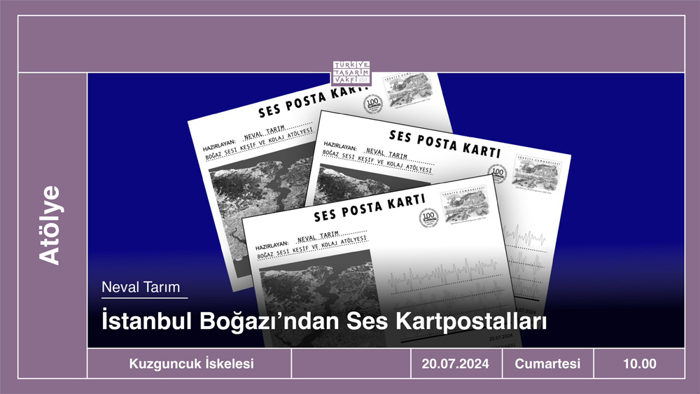 Sanatçı <a href="/NevalTar/">neval tarım</a> yürütücülüğünde, Kuzguncuk İskelesi'nde gerçekleşecek "İstanbul Boğaz’ından Ses Kartpostalları" başlıklı atölyenin son başvuru tarihi 19 Temmuz Cuma. <a href="/ttasarimvakfi/">Türkiye Tasarım Vakfı</a> 
mimarizm.com/etkinlikler/bu…