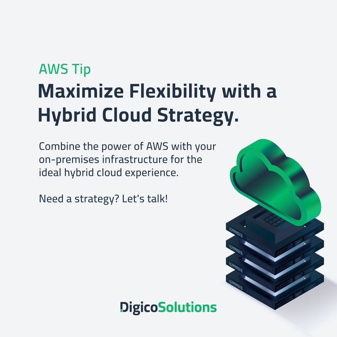 digicosolutions's tweet image. 💡 Embrace a Hybrid Cloud Strategy with AWS and seamlessly blend the best of both worlds. Boost efficiency, optimize resources, and scale effortlessly. 

Ready to transform your cloud game? Dive in now!  

#cloud #awstips #cloudstrategy #digicosolutions