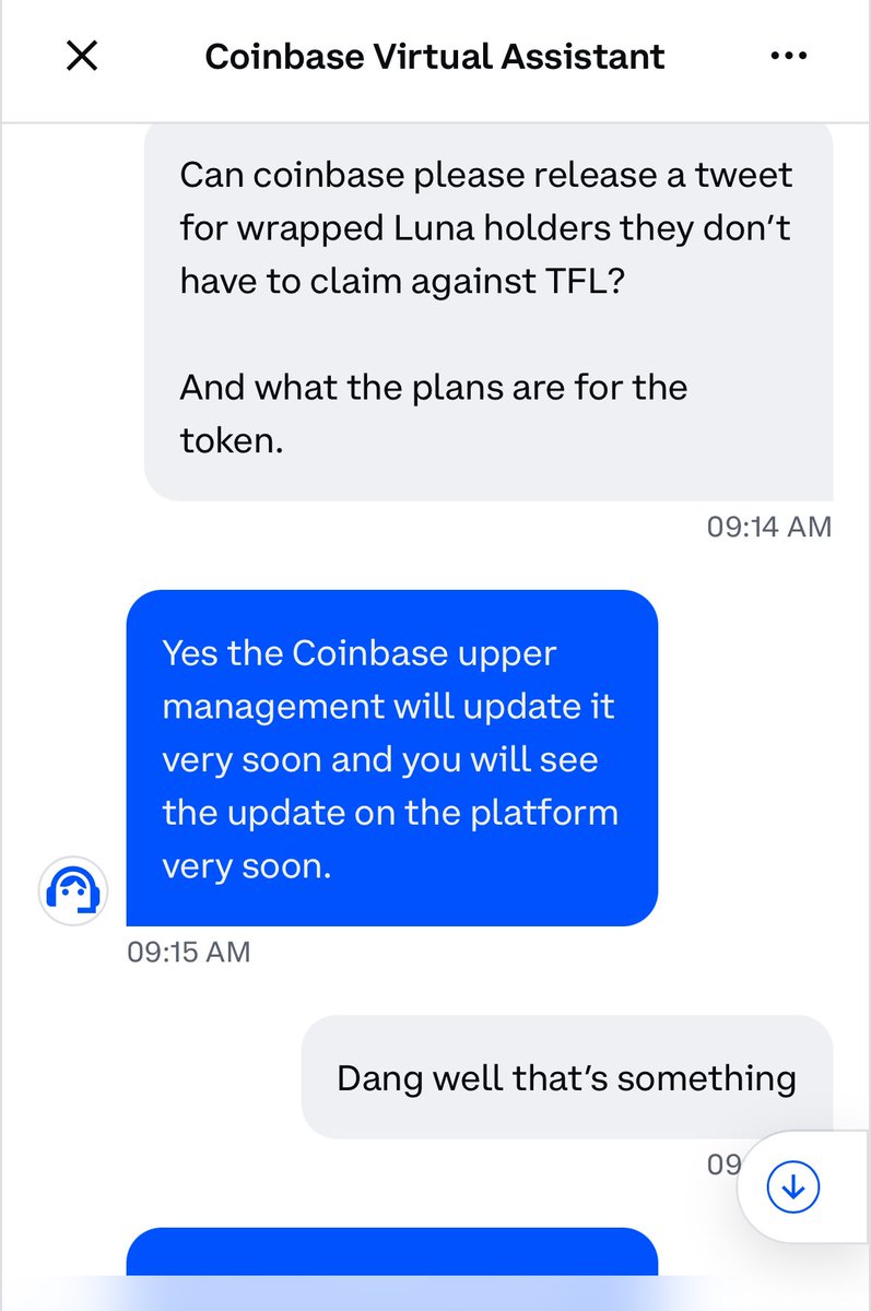 WeedyHerralsun's tweet image. $wLuna #wLuna 

After about an 90 mins with @coinbase support they advised a claim does not have to be made against TFL. Either that’s accurate or liable AF. 

Supposedly an announcement across all channels incoming…