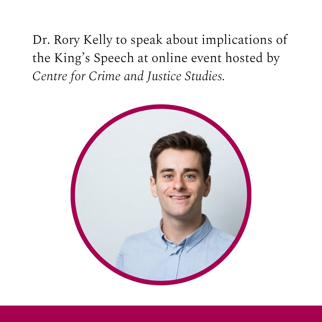 UniofGalwayLaw's tweet image. Dr Rory Kelly will speak at the upcoming online event &apos;Crime and Justice: What&apos;s in the King&apos;s Speech?&apos; on Monday 22nd July, organised by @CrimeAndJustice.

Register now: crimeandjustice.org.uk/event/2024-07-…

#UniversityOfGalway #ForYouForTomorrow #GalwayLaw

@UniOfGalway
