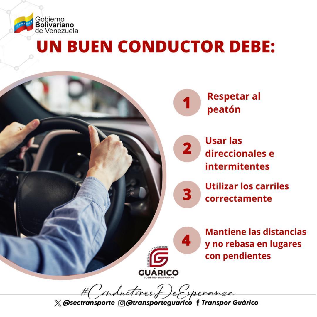 Ser un buen conductor va más allá de manejar, es respetar a los demás en el camino. 🚗💫 

¡Feliz jueves! ⛅️

#ConductoresDeEsperanza 
#TransporteGuárico