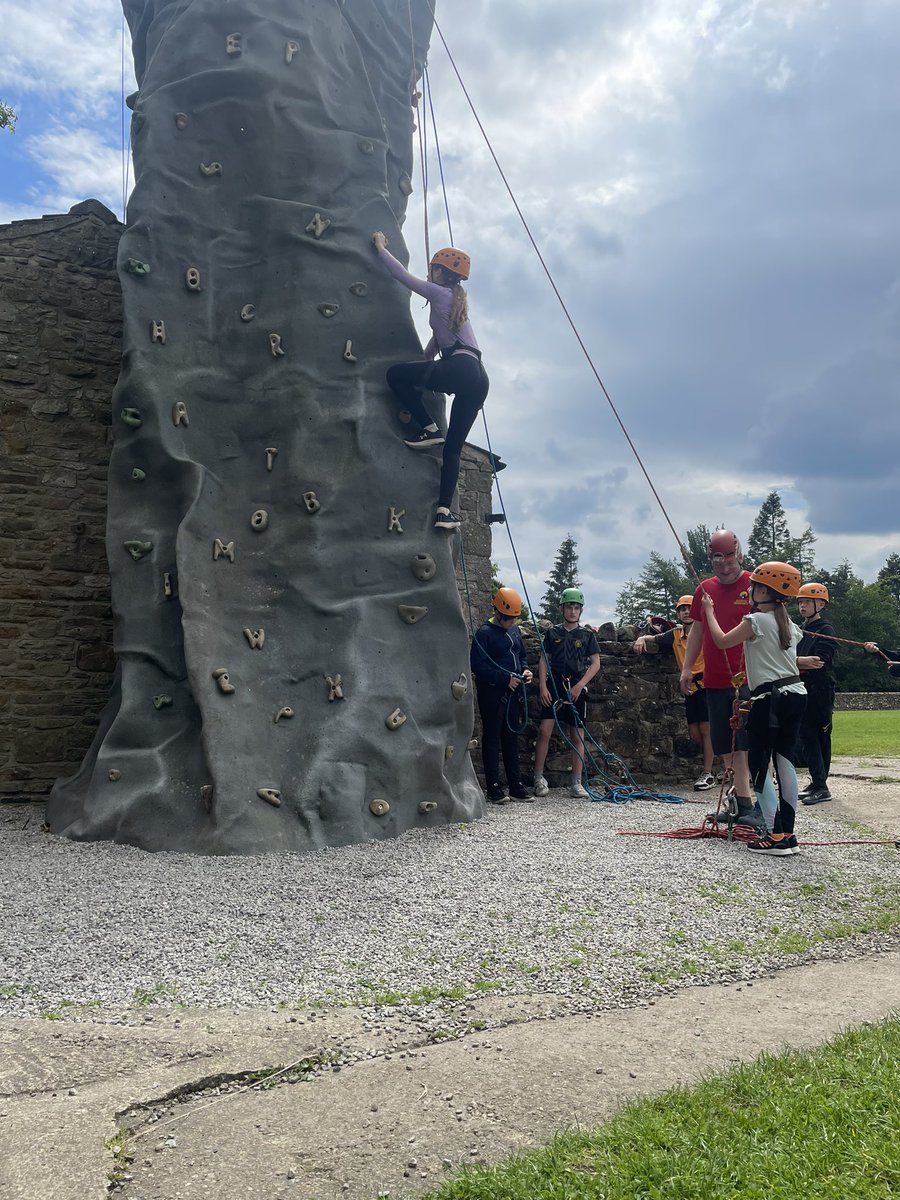 Lenni first up on the climbing wall