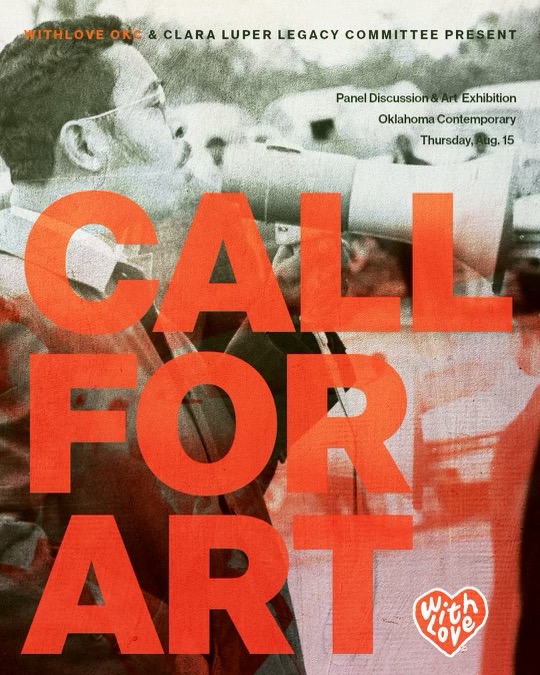 Calling all OKC artists! 
Applications are open for the 3rd annual Clara Luper Legacy Art Exhibition. iamjabee@gmail.com

Deadline to submit is midnight 8/12

This year’s exhibition will be held at OK Contemporary, Thursday  Aug 15th - 6pm
#claraluper #art #okc 
<a href="/OKContemporary/">Oklahoma Contemporary</a>