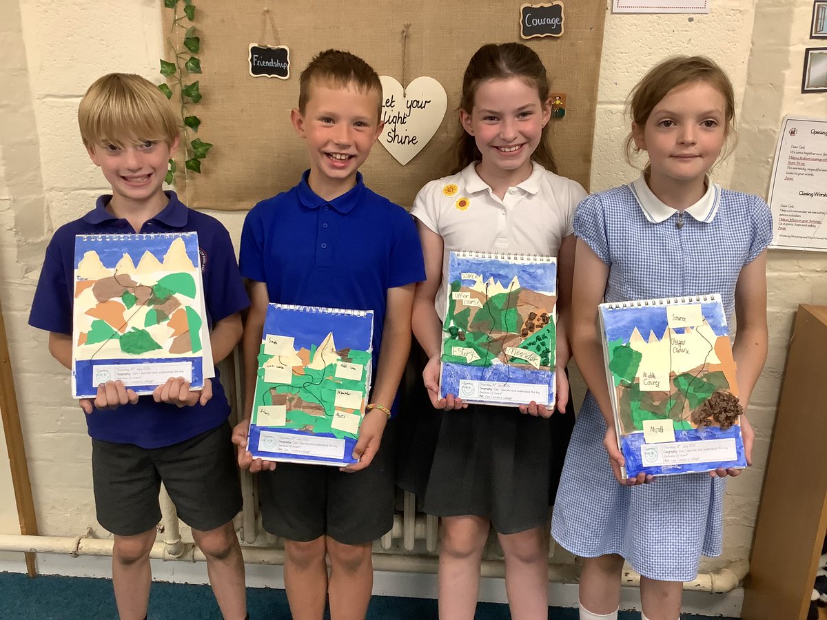LostockGralamPr's tweet photo. Goldfinches have used their art and geography knowledge to create beautiful river collages! #LGCEArt #LGCEGeography https://t.co/EOh9AgadIi