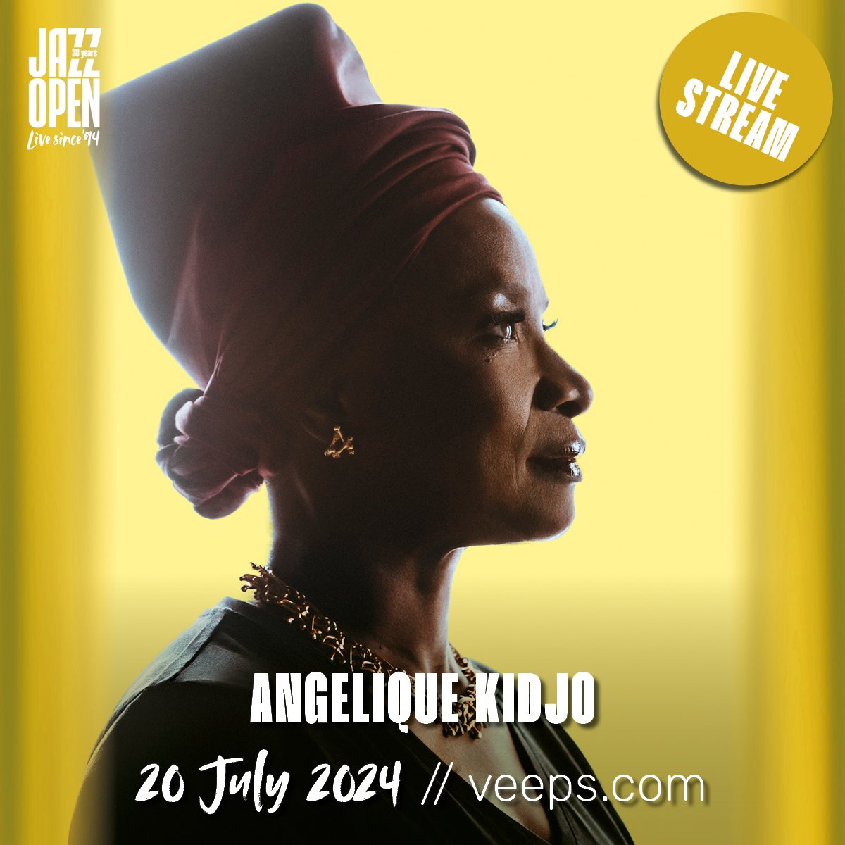 Get ready for a new livestream! On 20 July we're streaming my concert at <a href="/jazzopen/">jazzopen stuttgart</a> stuttgart exclusively on <a href="/Veeps/">Veeps</a>! Tune in and dance with us live.

veeps.com/jazzopen/a37ab…

#LiveStream #Veeps #AngeliqueKidjo #jazzopen