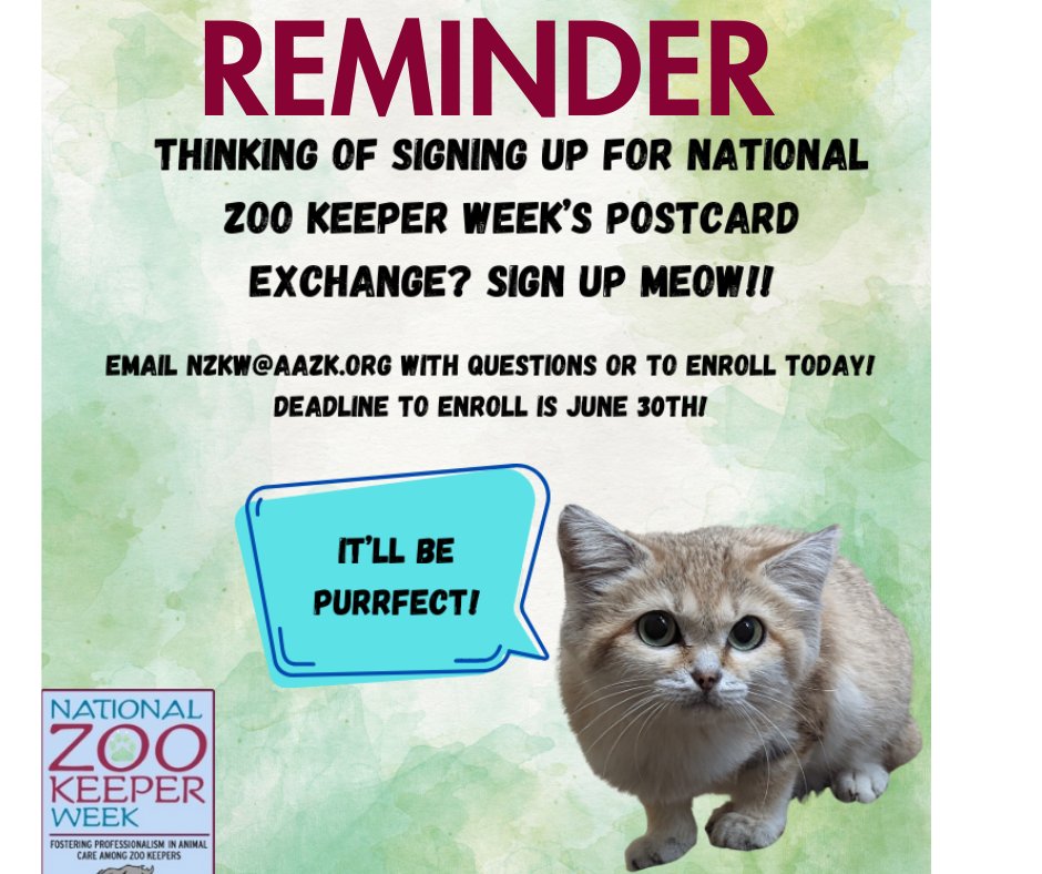 AAZK (@aazkinc) on Twitter photo Reminder that if you signed up for the postcard exchange, please get your postcards in the  mail soon so they arrive during #NZKW2024! Reminder that if you signed up for the postcard exchange, please get your postcards in the  mail soon so they arrive during #NZKW2024!