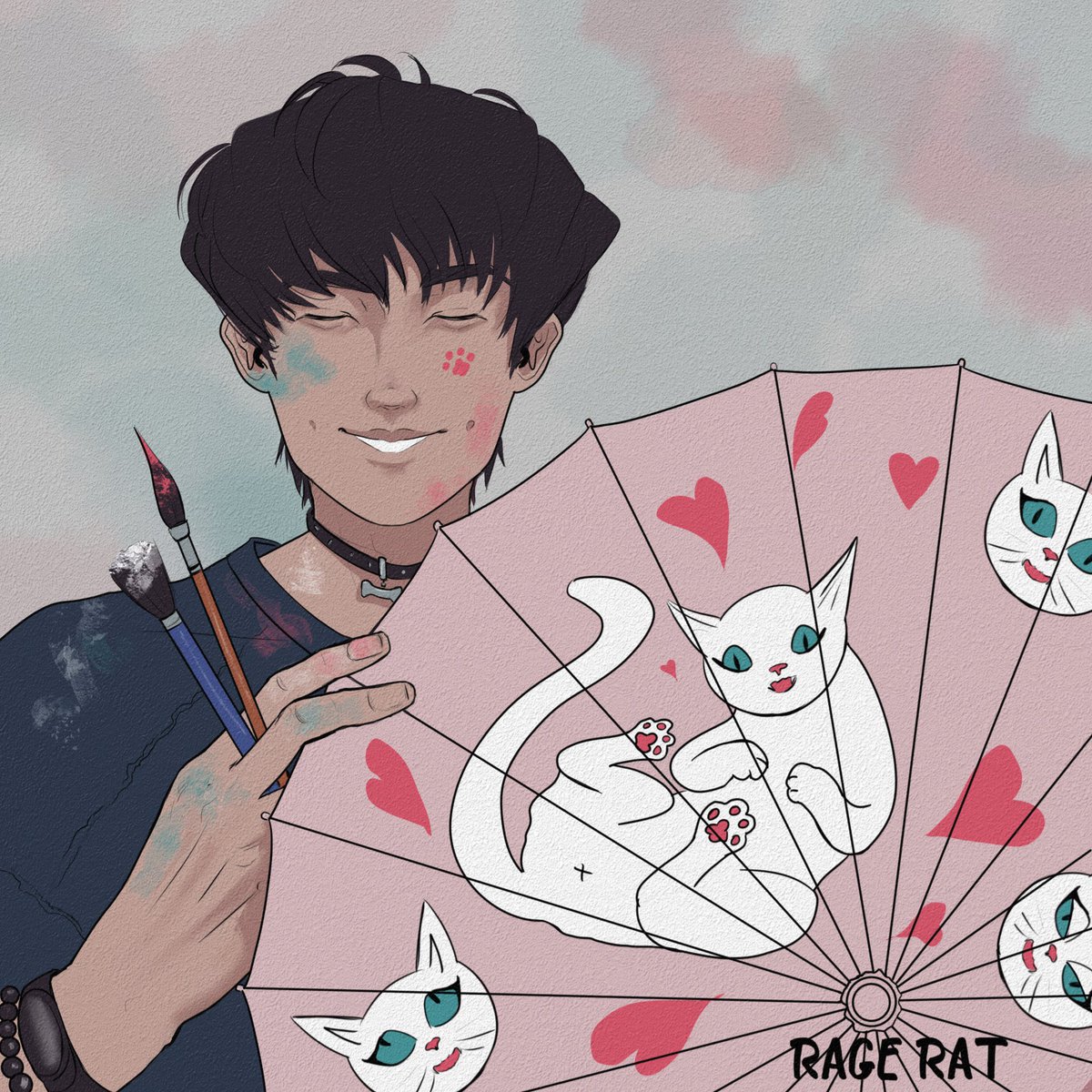 ragerat2's tweet photo. #ranwanweek24 Day 4. Umbrella painting.
One day Wanning finds out about Mo Zhan’s part-time job, as well as  about the store’s shady reputation. They fight to the nines. They are overheard by Shi Mei, with whom Mo Ran has a fairly close relationship. #2ha https://t.co/SKk76Qi4YZ