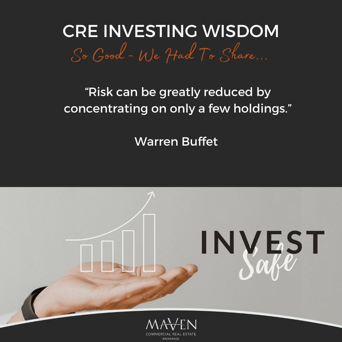 Maven Commercial Real Estate, Brokerage (@mavencommercial) on Twitter photo In commercial real estate, focus on select, high-potential properties to minimize risk and maximize returns. Quality over quantity!
#CRE #InvestSmart #BuffettWisdom In commercial real estate, focus on select, high-potential properties to minimize risk and maximize returns. Quality over quantity!
#CRE #InvestSmart #BuffettWisdom