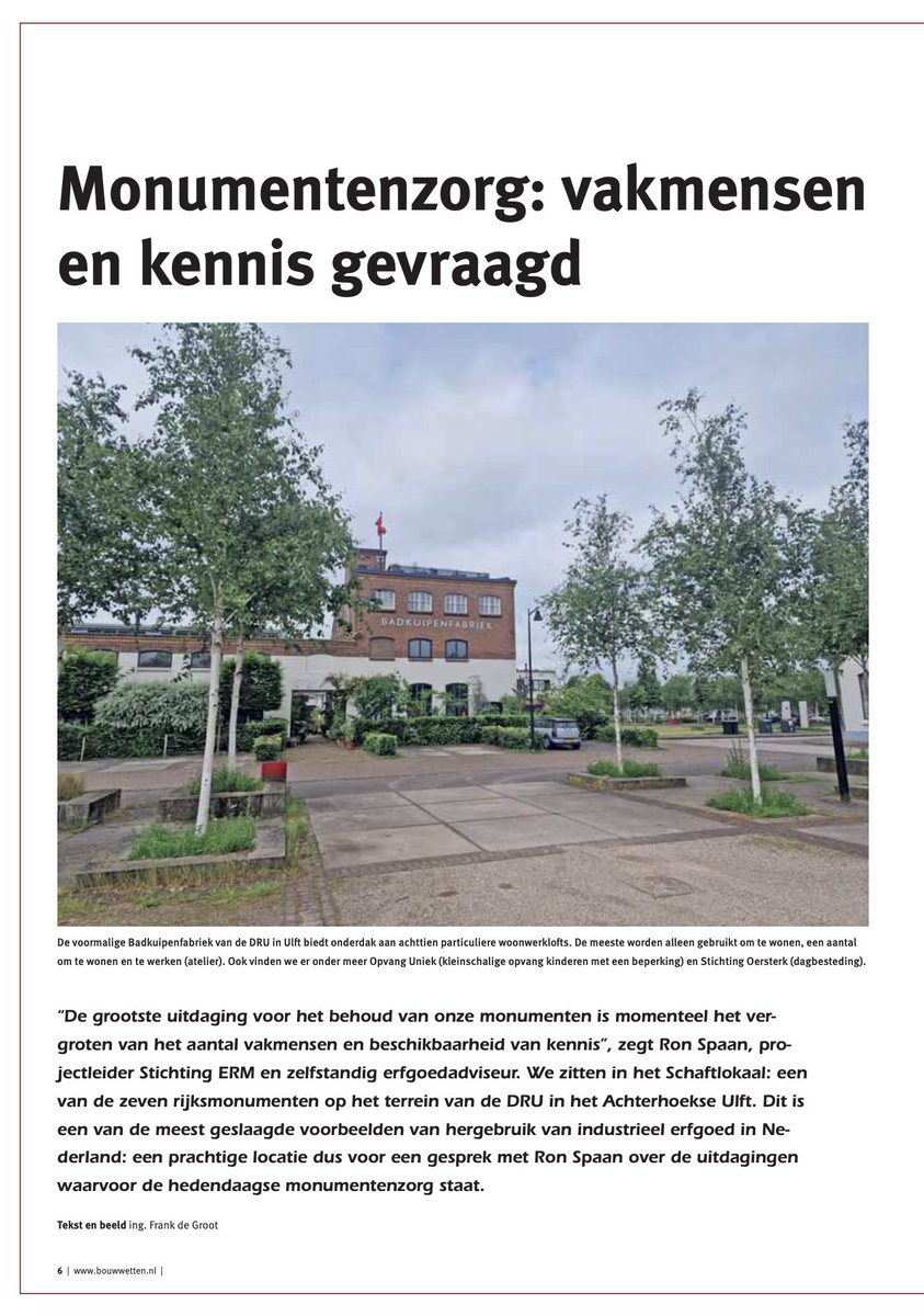 “De grootste uitdaging voor het behoud van onze #monumenten is momenteel het vergroten van het aantal vakmensen en beschikbaarheid van kennis” - Ron Spaan, Stichting ERM <a href="/VMN_Media/">VMN Media</a> vakblad #Bouwkwaliteit in de Praktijk nr 5-2024 

<a href="/stichtingerm_NL/">stichting ERM_official</a>  <a href="/MinOCW/">Ministerie van Onderwijs, Cultuur en Wetenschap</a> <a href="/RCE_erfgoed/">Rijksdienst voor het Cultureel Erfgoed</a>