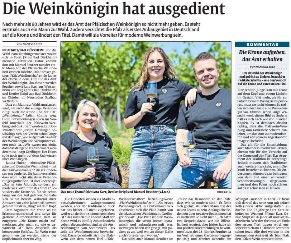 Tradition bewahren: Die Krone der Weinkönigin muss bleiben! 

Ein männliches Pendant kann Bacchus oder Herzog heißen, aber die Krone symbolisiert unsere Kultur und Identität. 

Lasst uns stolz auf unsere Geschichte sein! 

#Weinkönigin #Pfalz #Tradition