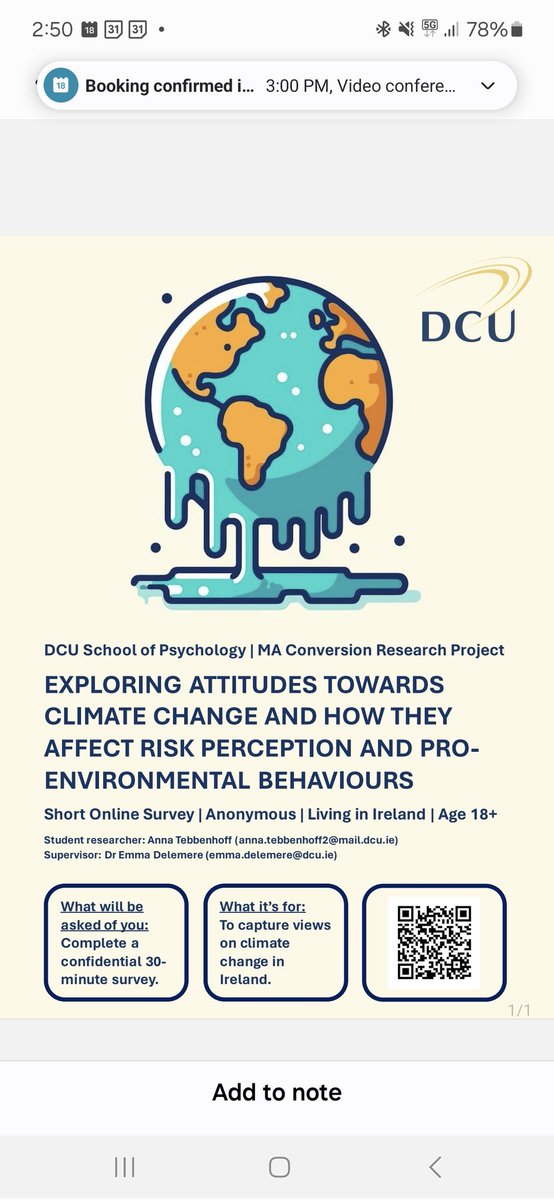 Emma Delemere (@edelemere) on Twitter photo Take part in short survey examining how climate change impacts the Irish population led by <a href="/DCUPsychology/">DCU School of Psychology</a> student Anna Tebbenhoff. It shouldn't take more than 5 minutes and will provide valuable insight into perceived risks and impacts of climate change.
dcupsychology.fra1.qualtrics.com/jfe/form/SV_8o… Take part in short survey examining how climate change impacts the Irish population led by <a href="/DCUPsychology/">DCU School of Psychology</a> student Anna Tebbenhoff. It shouldn't take more than 5 minutes and will provide valuable insight into perceived risks and impacts of climate change.
dcupsychology.fra1.qualtrics.com/jfe/form/SV_8o…