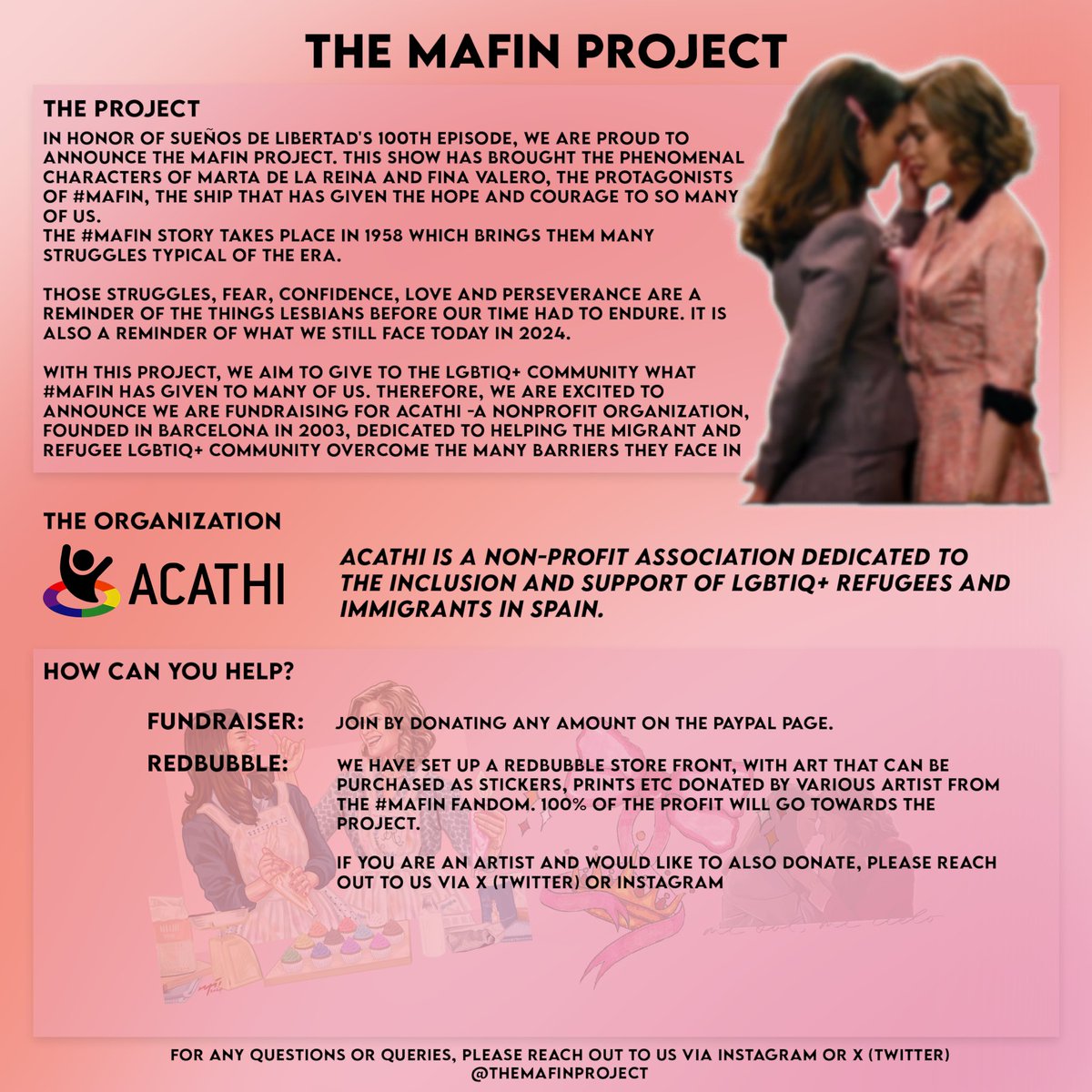 En honor a los 100 capítulos de #SueñosDeLibertad y a lo que #MAFIN nos ha regalado, hemos creado este proyecto en agradecimiento a la lucha de aquellas personas que nos han brindado la libertad que tenemos hoy en día ayudando a aquellos que aún están luchando por ella.