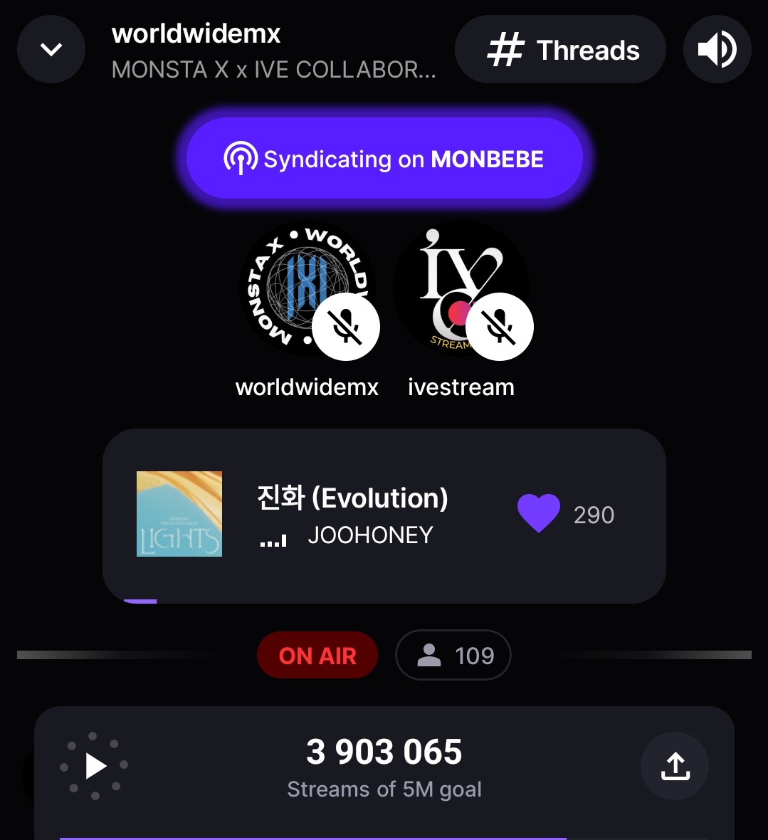 worldwide_mx's tweet photo. [#wwmx_monbebe]  
✨Monsters &amp; Princesses of Kpop ✨ 

We surpassed 100 listeners, thank you all for joining us 🔥

We are still live at: 
📍 https://t.co/yOdatSrjlF 
 by:  @worldwide_mx &amp; @ive_stream

#IVEgotMONBEBE #DIVEintoMONSTAX https://t.co/IgHAFXl6DQ