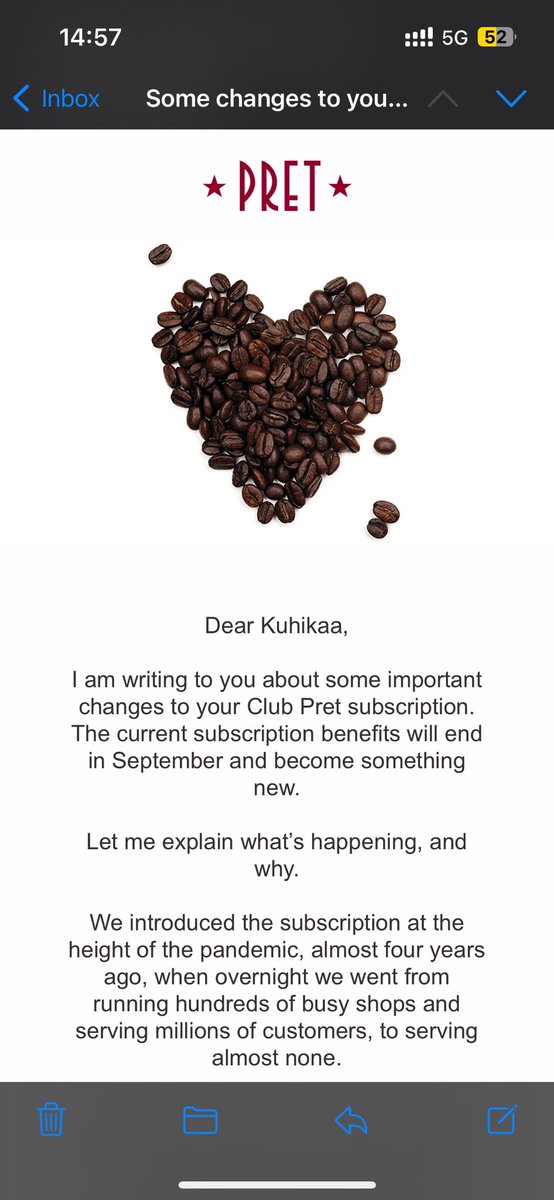 The #PretSubscription cancellation email is a #CorporateCommunications case study in the making! 👀