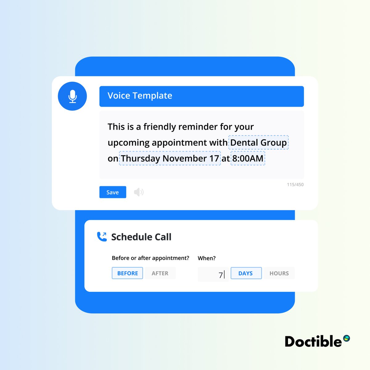 doctible's tweet photo. Say goodbye to no-shows with Doctible’s Appointment Reminders! 

Automate and personalize reminders to keep your schedule on track. 

Book a demo today to learn more! https://t.co/wDpeby5uGy

#HealthcareTech #PatientEngagement #Doctible https://t.co/twa0t5Oh5g