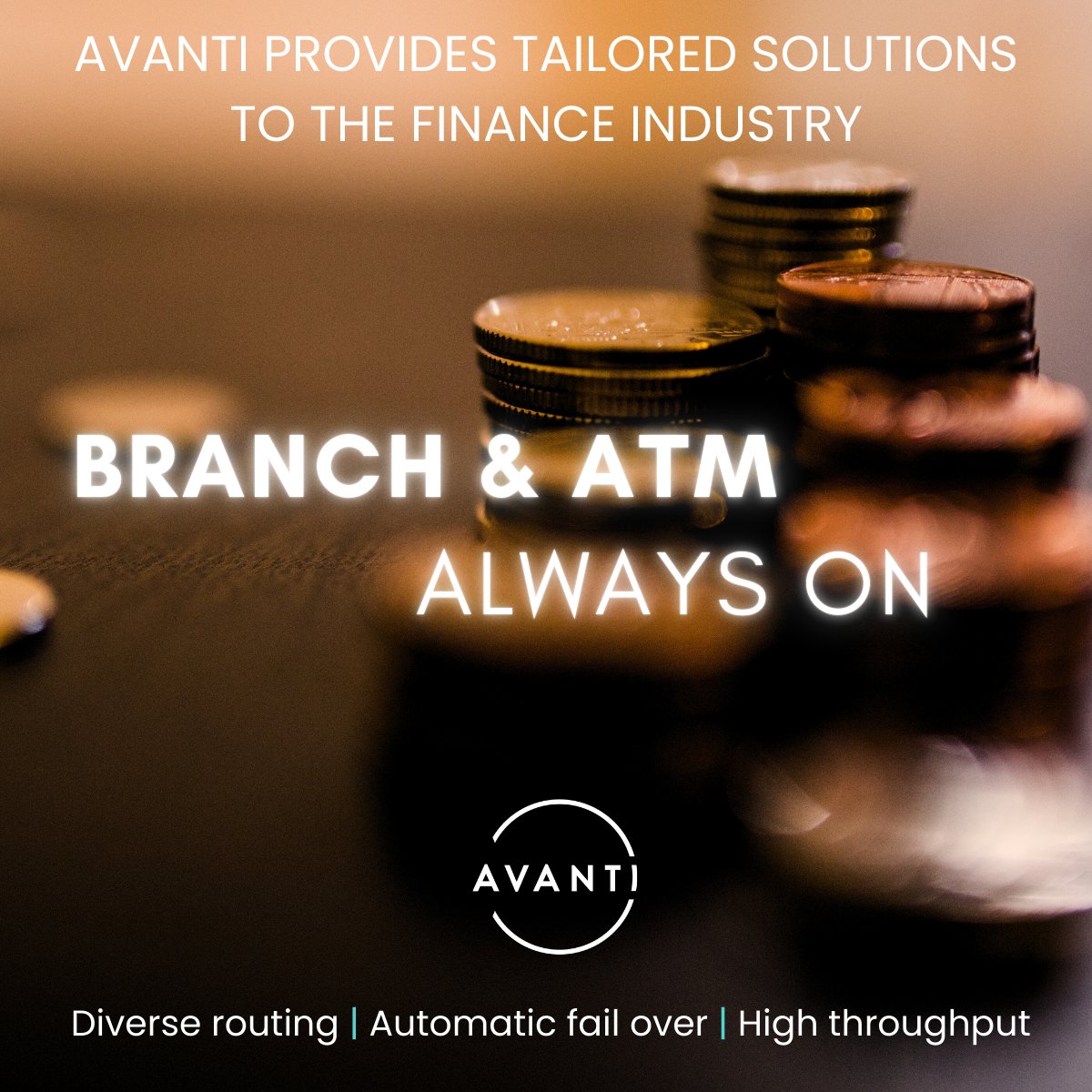 To ensure your business stays ahead of the competition, we are excited to introduce our new 'Branch and ATM Always On' solution.

Interested in our connectivity solutions? Please visit avanti.space/industry/finan… or contact Fokion Natsis for more information.