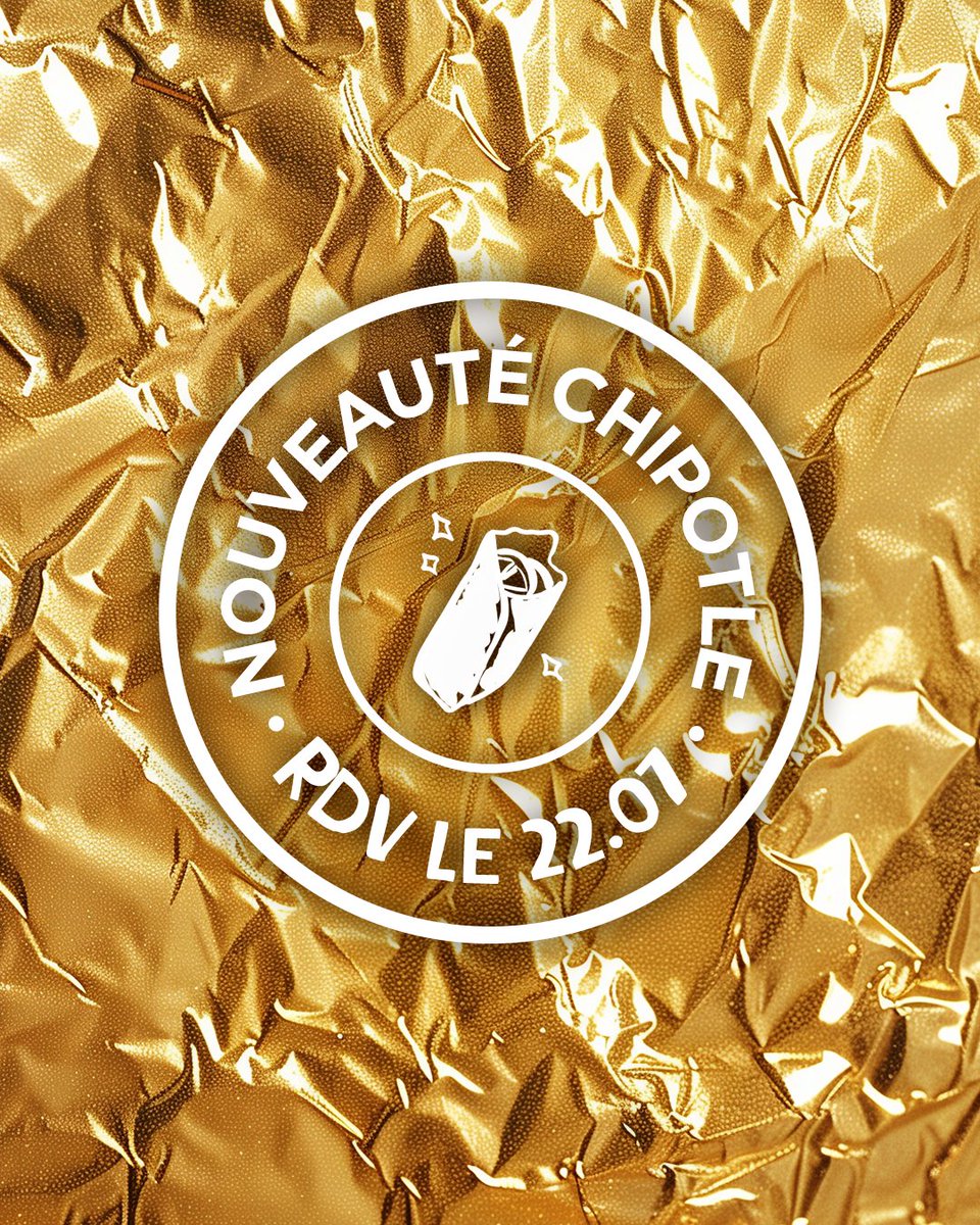 Une nouveauté débarque dans tes restos Chipotle… RDV le 22.07 pour la découvrir 👀

#Chipotle #Nouveauté #Or