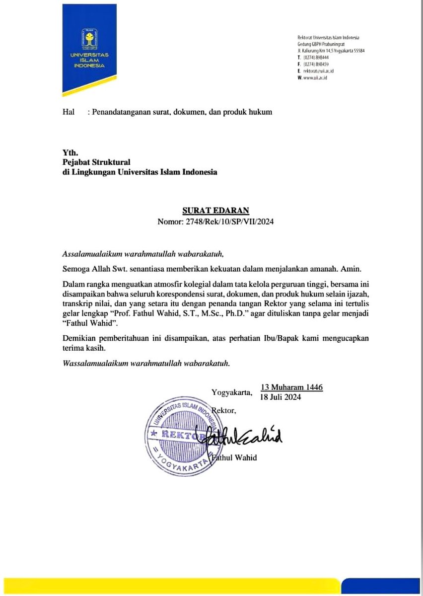 msaid_didu's tweet photo. Akhirnya yg waras ngalah.
Karena banyak politisi, tokoh, dan orang kaya yg "mengejar" gelar pdhl tdk pantas maka yg waras ngalah.
Ayo semua professor dan doktor yg waras, kita buang semua gelar kita dan biarkan mereka berpesta dg gelar palsunya.

Salut buat Rektor UII yg memulai https://t.co/Qi2dECDnQE