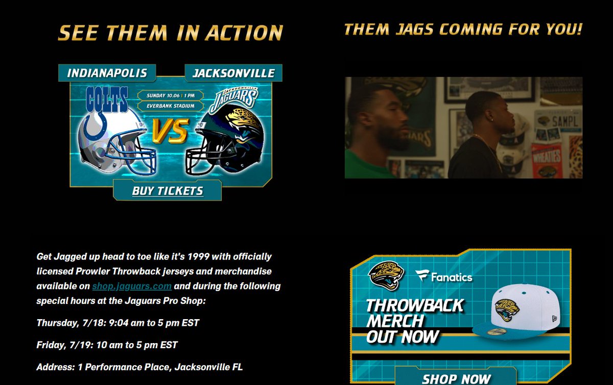 Jaguars.com with the throwback look too!!