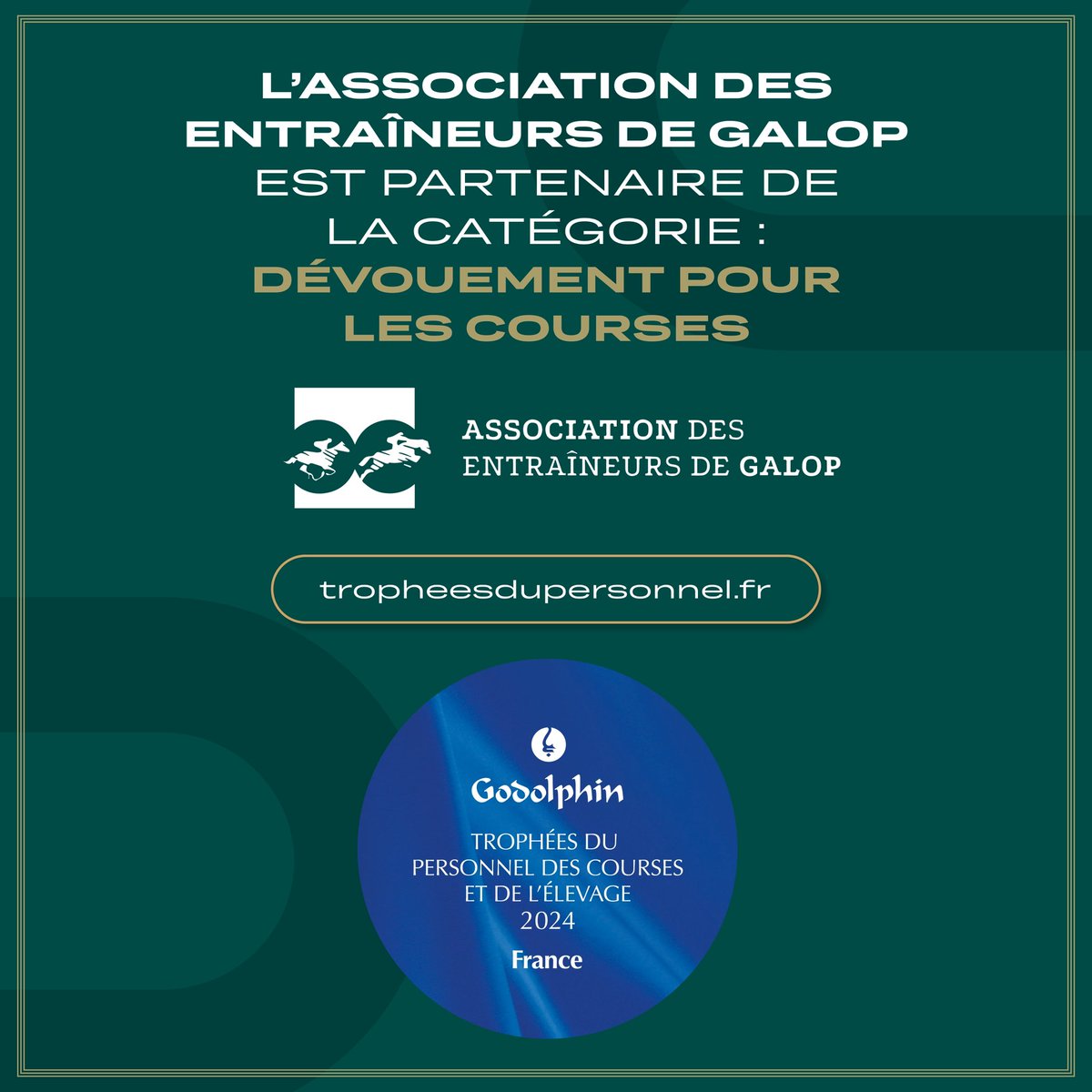AEDG_fr's tweet photo. 🤝 TROPHÉES DU PERSONNEL🏆
L’AEDG sera partenaire des #TPCE @godolphin @francegalop
➡️ Nominez vos candidats jusqu’au 13/09/2024 ! https://t.co/InuNEFb4fd