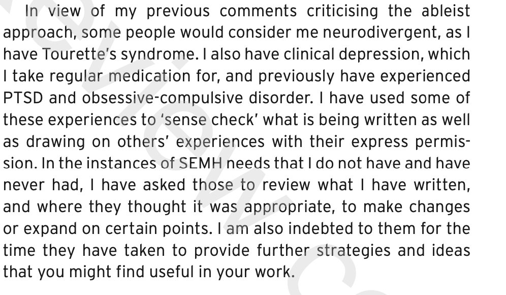 For me, when I've written a book, it takes a while to re-read it. I have just read part of this when looking at a digital copy.  This still resonates and is my driver for writing about SEMH.