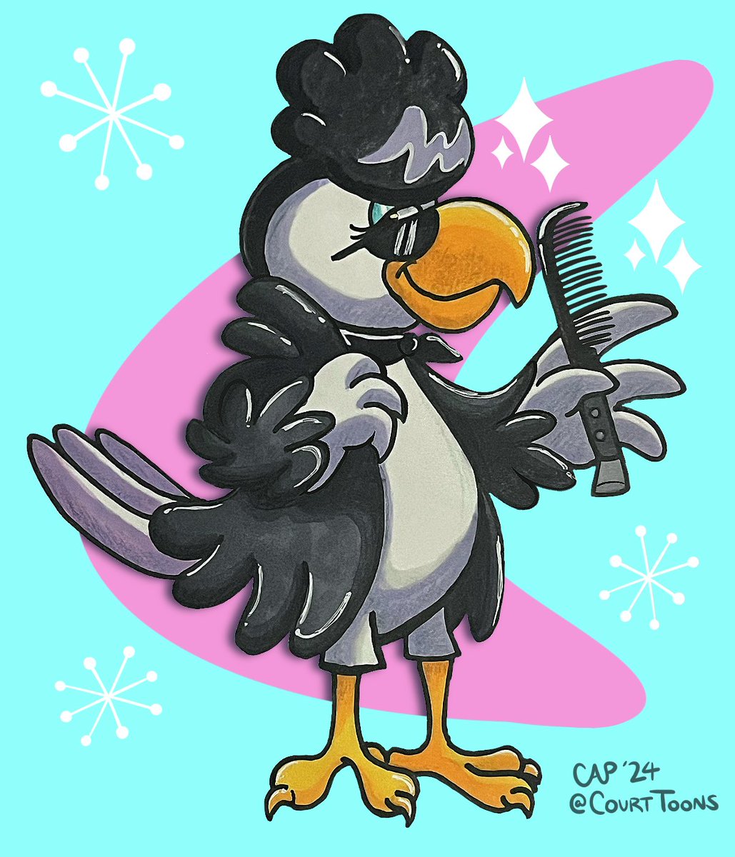 Another piece of tra-digital #Friendlocke fanart!! 

I’m a big ole sucker for greaser characters and aesthetics, so it’s no surprise that <a href="/Oni_Cast/">Oni (Low-Poly ENVTUBER)</a> ended up being my favorite in season 3. 🤍 🪮🪽

<a href="/SaltyDKArtRT/">Saltydkdan Art Retweets</a> #SaltyDKdan
