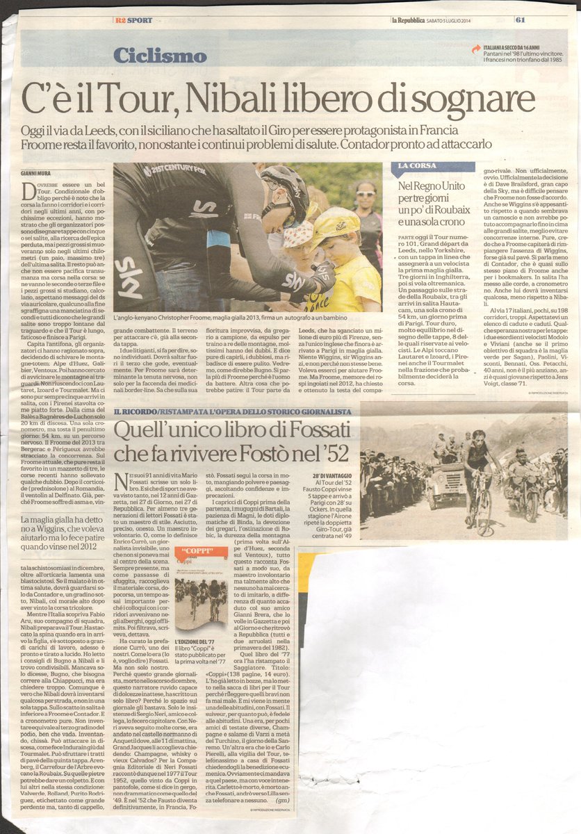 Frank201410's tweet photo. ๐
ฒ๐
พ๐
ผ' ๐
ด๐๐
ฐ๐
๐
ฐ๐
ผ๐
พโฆ
#GianniMura all'amato @LeTour
@repubblica 5/07/2014
#ritagli_di_stampa #TourdeFrance #MarioFossati
@giuliocardone69 @pazzoperrep @giusmo1 @CarloVerdelli @SentieroDigital @PiervittorioM @aligip @matteopinci @PerSaturno @sergtosi https://t.co/PpTizi42bV