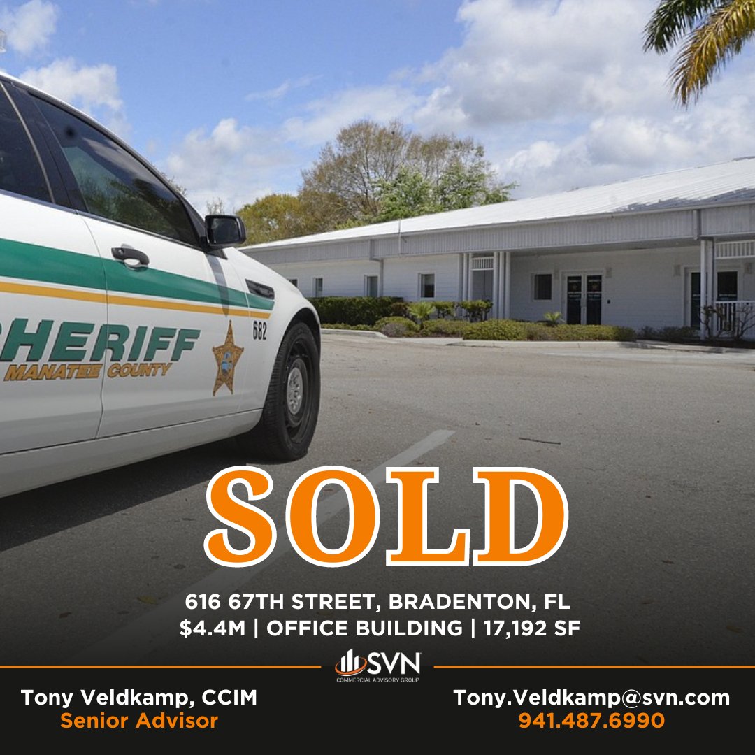 #SOLD | Congrats to Senior Advisor Tony Veldkamp, CCIM on another successful deal with Manatee County! 👏

The office property was sold to the Manatee County Property Acquisition Division to make their District 3 Sheriff's Office a permanent home. 

🔗 loom.ly/2asxIlU