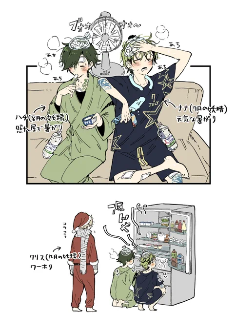 #創作 暦擬人化(7月8月12月) 
