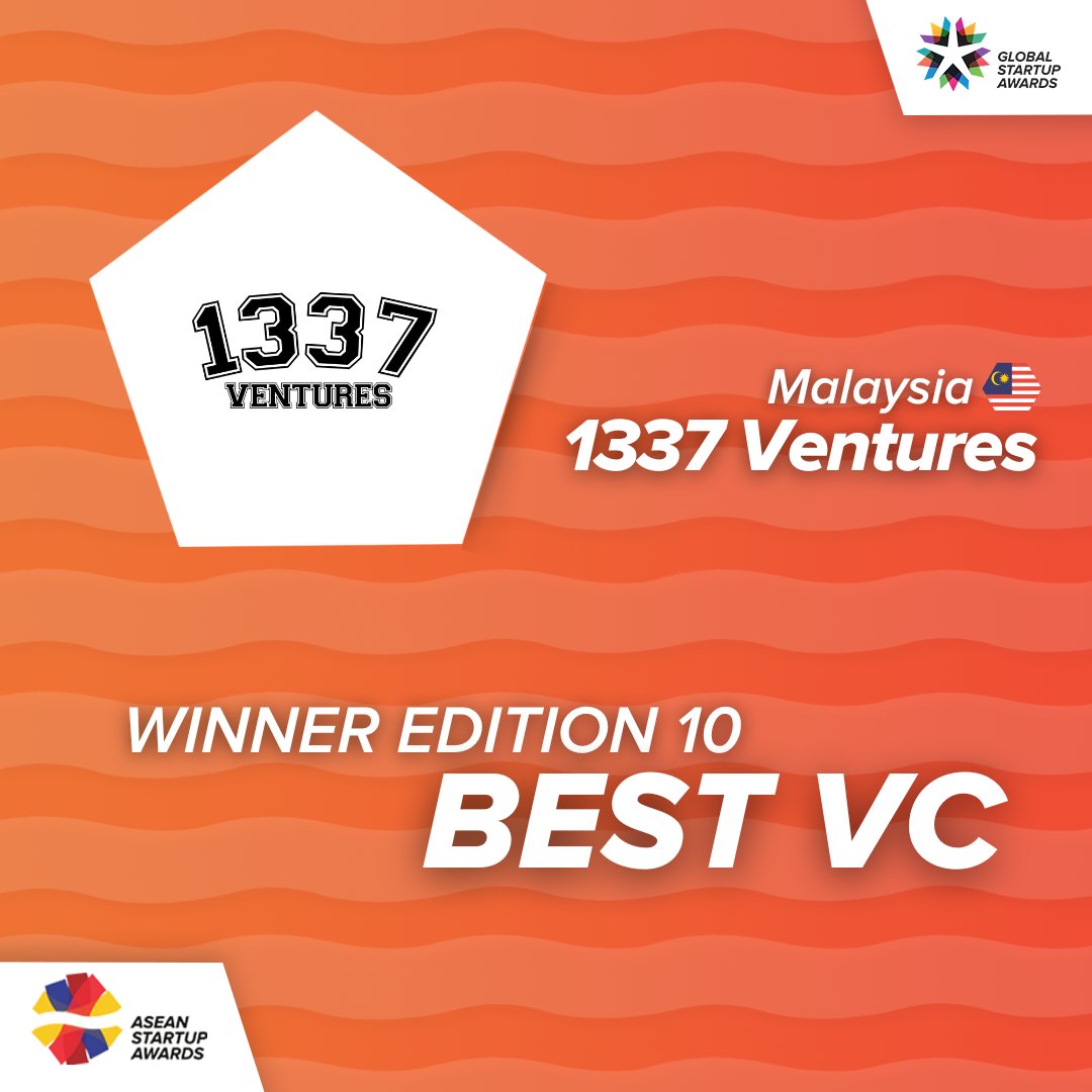 AseanStartup's tweet photo. Congratulations to 1337 Ventures from Myanmar 🇲🇾 for being honored as regional winner for Best VC of the Year at the ASEAN Startup Awards! https://t.co/YR1KvMWEsH