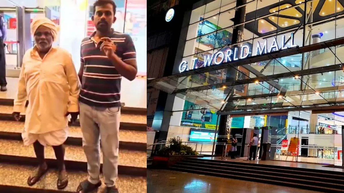 NewsAlgebraIND's tweet image. 🚨 Bengaluru mall that denied entry to farmer in dhoti to be temporarily closed. 

Farmer, son were stopped at mall despite having movie tickets. 

The farmer’s son recorded the conversation in which the security supervisor can be heard saying that the rules of the mall did not…