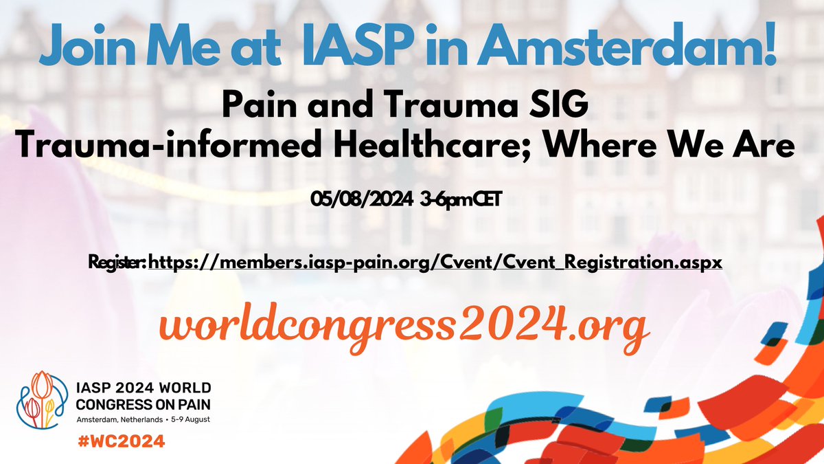 Pain and Trauma (@pain_tovw_sig) on Twitter photo Join us for the Pain and Trauma SIG symposium, featuring Dominic Aldington, Joletta Belton, <a href="/Lester_E_Jones/">Lester E Jones</a> @WhitneyJScott <a href="/Clairjacobs15/">Clair jacobs</a> <a href="/ClaireC_PT/">Claire Campbell</a> and <a href="/SigrunGroves/">Sigrun Groves-Raines</a>
#WC2024 #IASP Join us for the Pain and Trauma SIG symposium, featuring Dominic Aldington, Joletta Belton, <a href="/Lester_E_Jones/">Lester E Jones</a> @WhitneyJScott <a href="/Clairjacobs15/">Clair jacobs</a> <a href="/ClaireC_PT/">Claire Campbell</a> and <a href="/SigrunGroves/">Sigrun Groves-Raines</a>
#WC2024 #IASP
