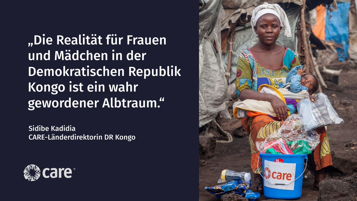 care_de's tweet photo. Über die #Krise in der Demokratischen Republik #Kongo wird kaum berichtet. #Sexualisierte und körperliche #Gewalt sind #alarmierend. Über 7,3 Mio Vertriebene, über 25 Mio Menschen benötigen #humanitäreHilfe. Frauen und Mädchen leiden am meisten.
👉🏽 PM: https://t.co/aHt284eqDh https://t.co/G9fqQzpfSh