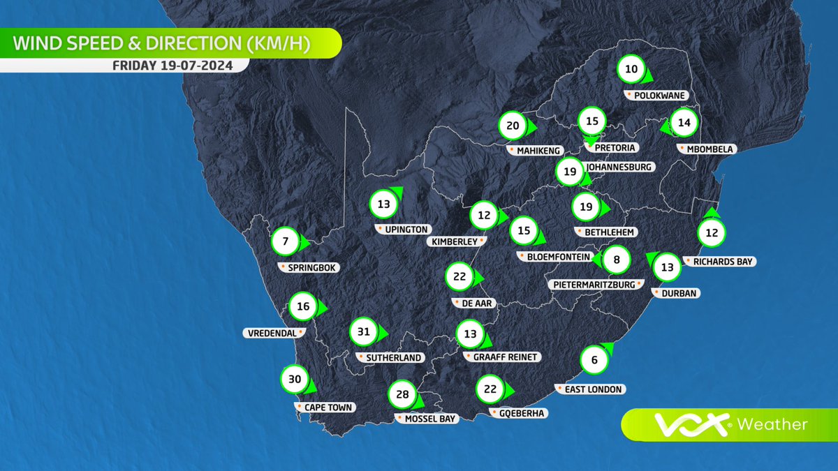 VoxWeatherZa's tweet photo. WEATHER MAPS and WARNINGS for this FRIDAY – 19 July 2024

‍☔ Another cold front to bring scattered showers to the Cape Metropole, Winelands and Overberg.

Meteorologist Annette Botha LIVE at 6pm on Vox Weather

#Voxweather #coldfront #showers https://t.co/3xSDhnvDFA